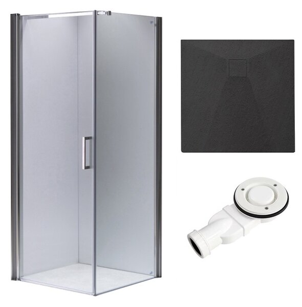 BPS-koupelny Čtvercový sprchový kout KZ1190B 90x90 chrom/transparent + vanička RIKO BL černá