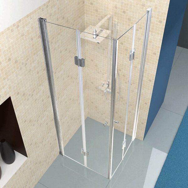 BPS-koupelny Čtvercový sprchový kout KZ1290C 100x100 chrom/transparent + vanička SXL02C BL černá