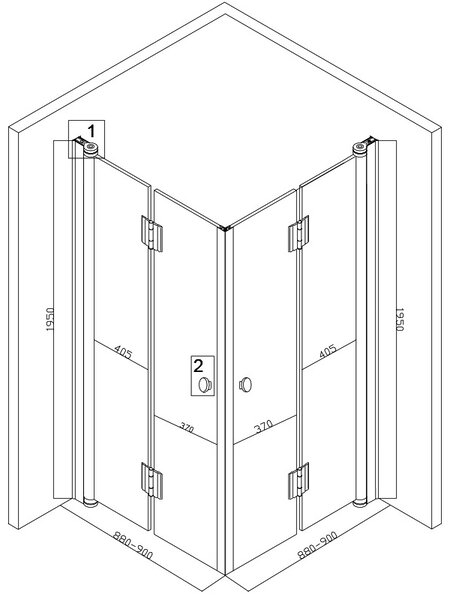 BPS-koupelny Čtvercový sprchový kout BS08B-M 90x90 černá/transparent + vanička RIKO BL černá