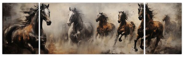Obraz - Olejomalba koní (170x50 cm)