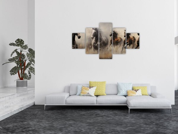 Obraz - Olejomalba koní (125x70 cm)