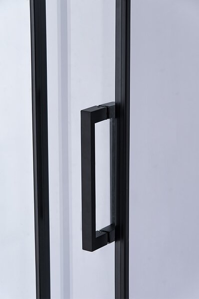 BPS-koupelny Posuvné sprchové dveře SH03B 100 černá/transparent pro instalaci do niky + vanička SXL03C 100x80 bílá