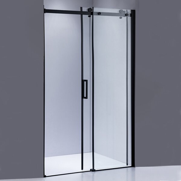 BPS-koupelny Posuvné sprchové dveře SH03B 100 černá/transparent pro instalaci do niky + vanička SXL03C 100x80 bílá