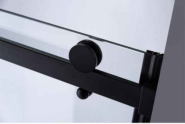 BPS-koupelny Posuvné sprchové dveře SH03D 120 černé/transparent pro instalaci do niky + vanička ST06C 120x100 bílá