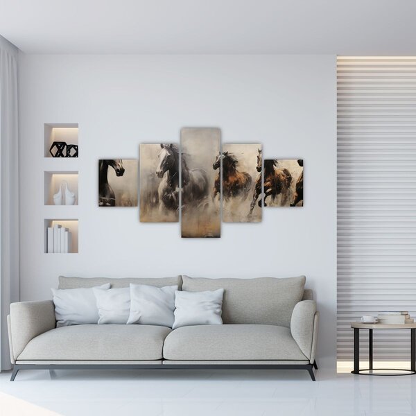 Obraz - Olejomalba koní (125x70 cm)
