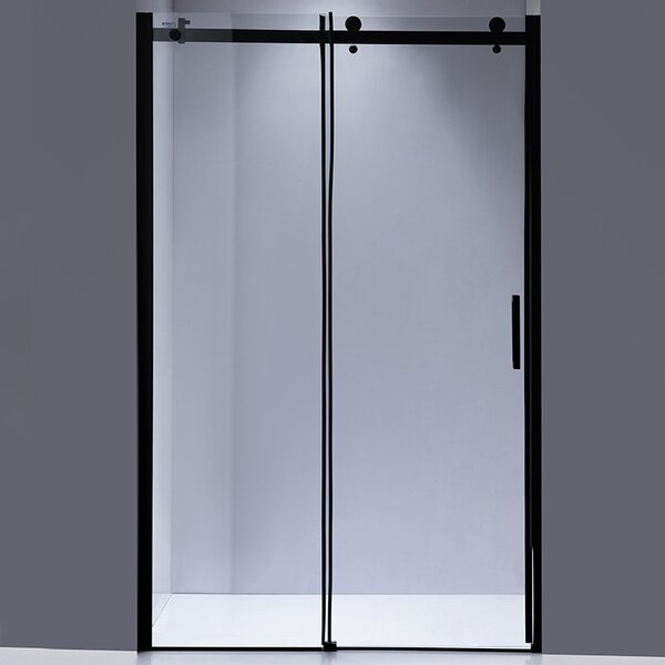 BPS-koupelny Posuvné sprchové dveře SH03D 120 černé/transparent pro instalaci do niky + vanička ST06C 120x100 bílá