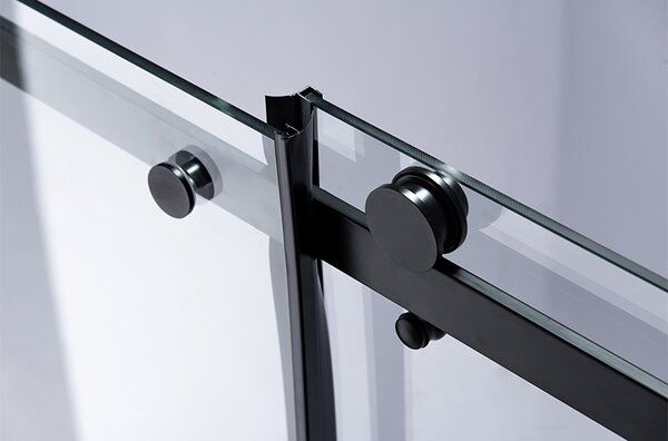 BPS-koupelny Posuvné sprchové dveře SH03D 120 černé/transparent pro instalaci do niky + vanička ST06C 120x100 bílá