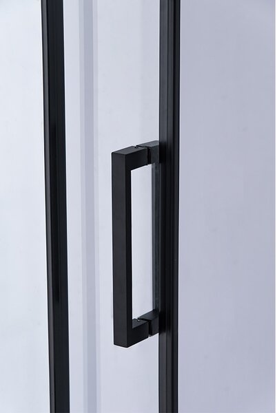BPS-koupelny Posuvné sprchové dveře SH03D 120 černé/transparent pro instalaci do niky + vanička ST06C 120x100 bílá