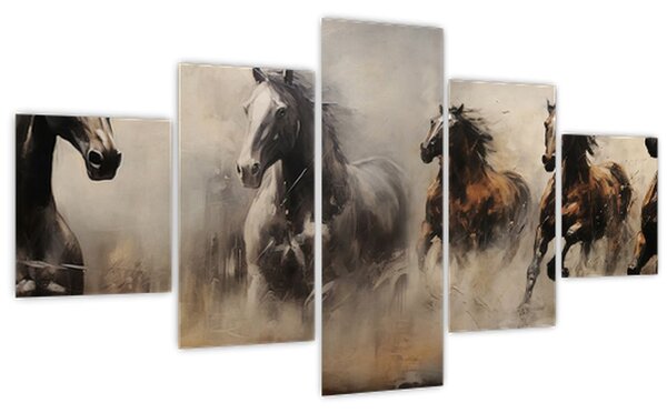 Obraz - Olejomalba koní (125x70 cm)