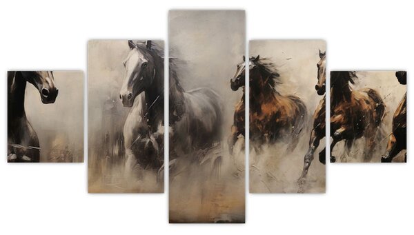Obraz - Olejomalba koní (125x70 cm)