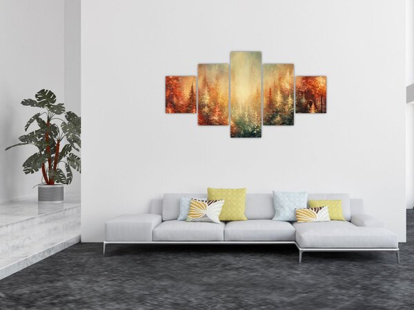 Obraz - Malba lesů (125x70 cm)