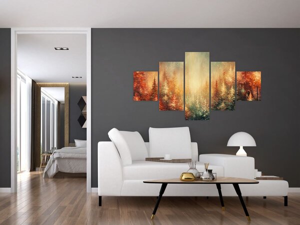 Obraz - Malba lesů (125x70 cm)