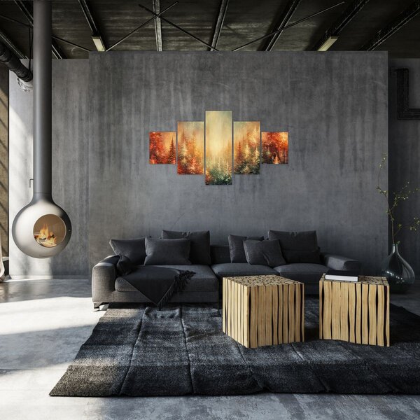 Obraz - Malba lesů (125x70 cm)