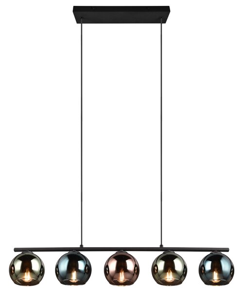 Závěsné svítidlo SHELDON černý kov/vícebarevné sklo