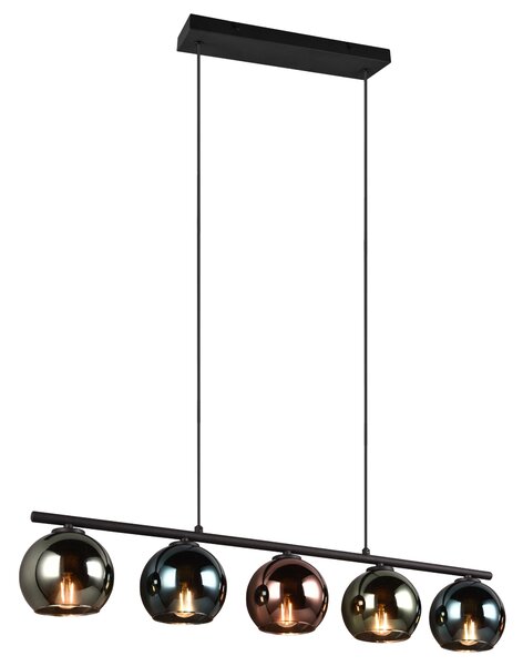 Závěsné svítidlo SHELDON černý kov/vícebarevné sklo