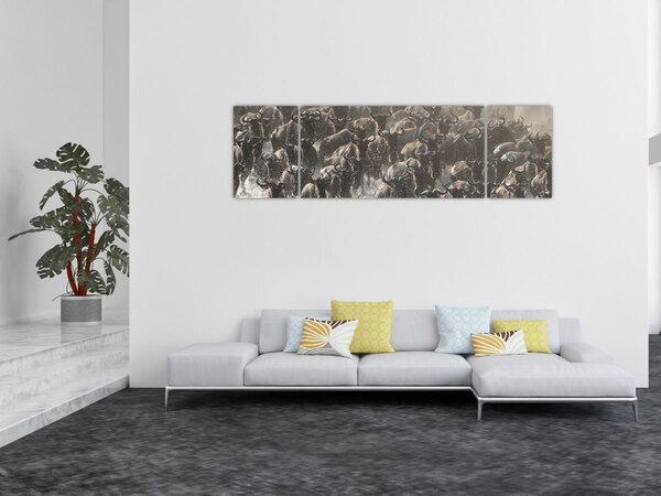 Obraz - Stádo pakoňů (170x50 cm)