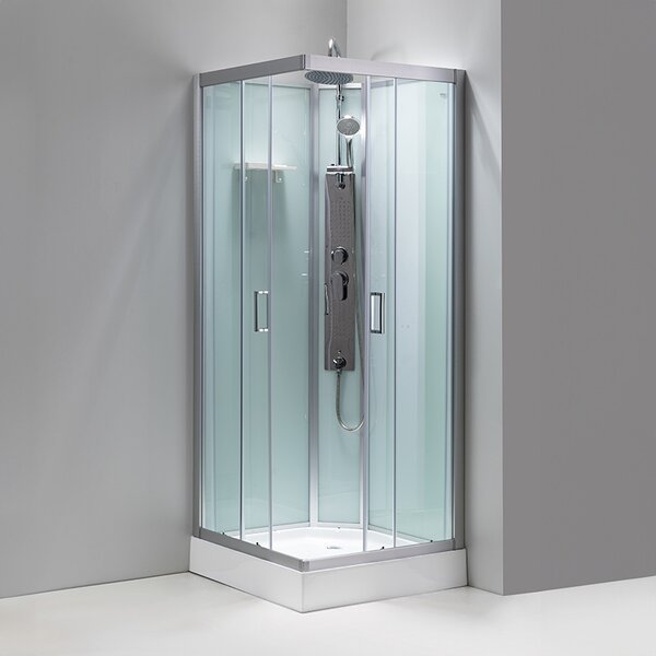 BPS-koupelny Hydromasážní box LISA CH BR, 90x90 cm, kartáčovaný chrom/transparent