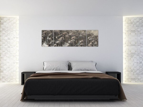 Obraz - Stádo pakoňů (170x50 cm)