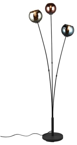 Stojací lampa SHELDON černý kov/vícebarevné sklo