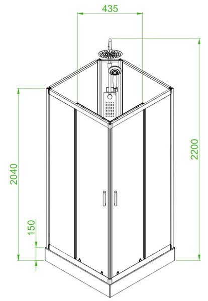 BPS-koupelny Hydromasážní box LISA CH BR, 90x90 cm, kartáčovaný chrom/transparent
