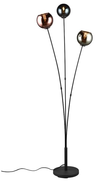 Stojací lampa SHELDON černý kov/vícebarevné sklo