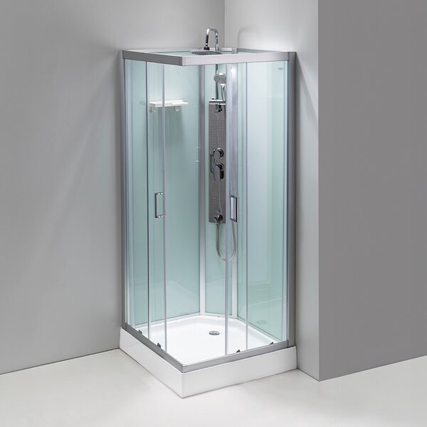 BPS-koupelny Hydromasážní box LISA CH BR, 90x90 cm, kartáčovaný chrom/transparent