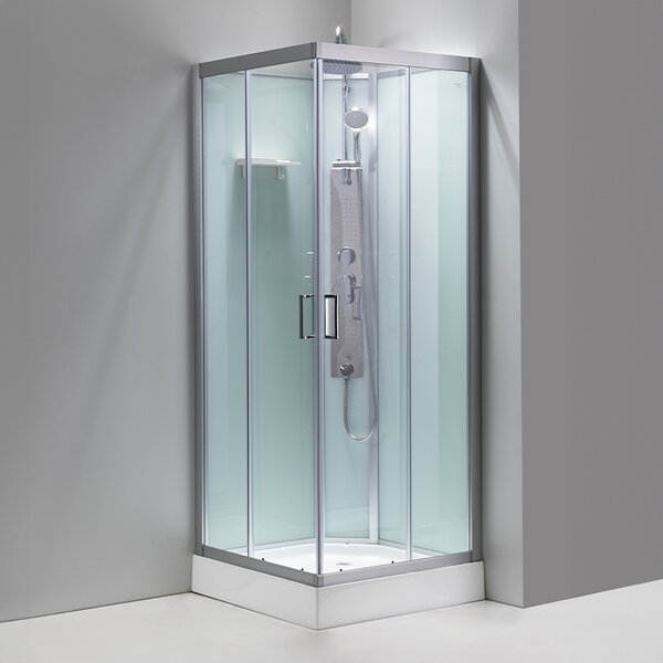 BPS-koupelny Hydromasážní box LISA CH BR, 90x90 cm, kartáčovaný chrom/transparent