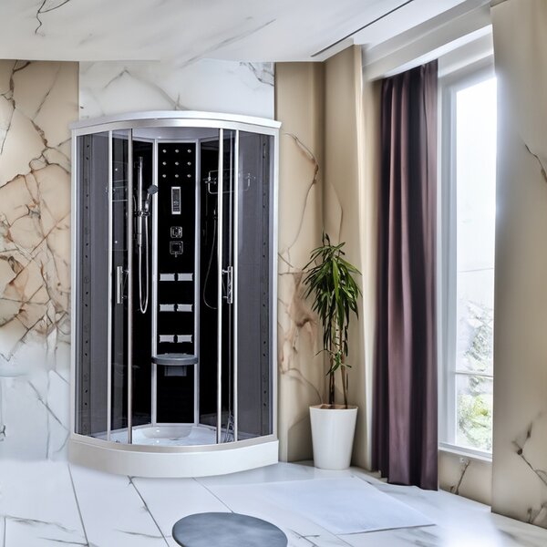 BPS-koupelny Hydromasážní box WSH1304 90 Černý, 90x90