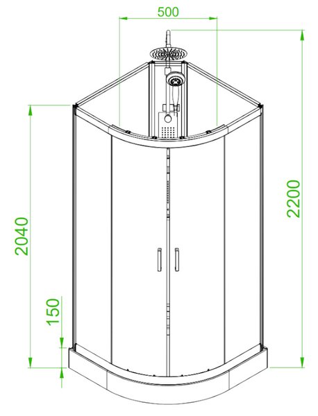 BPS-koupelny Hydromasážní box PUERTO CH BR 01B 90x90 cm chrom/transparent
