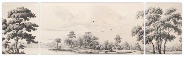 Obraz - Vintage kresba krajiny (170x50 cm)