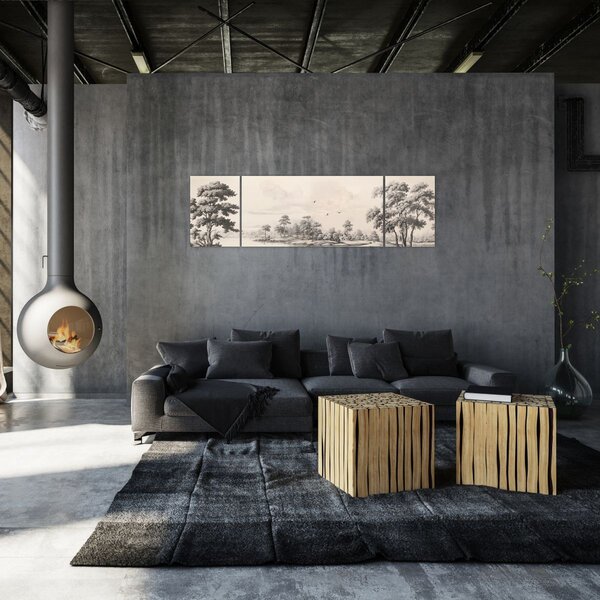 Obraz - Vintage kresba krajiny (170x50 cm)