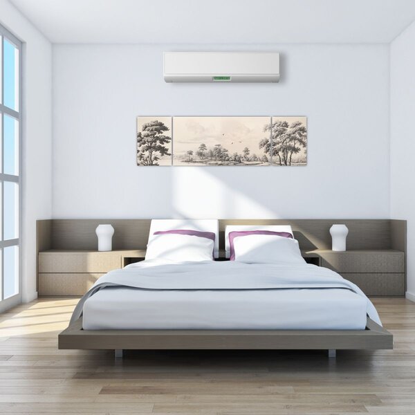 Obraz - Vintage kresba krajiny (170x50 cm)