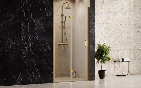 Bezrámové sprchové dveře EXO-H GOLD, 100, 190, Univerzální Levé / Pravé, Čiré bezpečnostní sklo - 6 mm, Zlatá