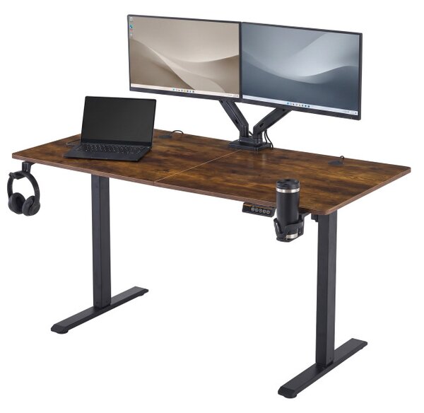 Elektrický výškově nastavitelný herní stůl SHADOW GAMER RUSTIC