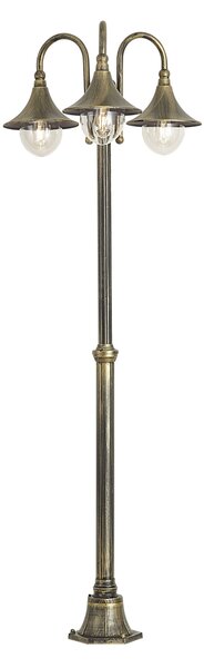 Klasická venkovní lucerna černá s antickým zlatem 200 cm 3-světla IP44 - Daphne