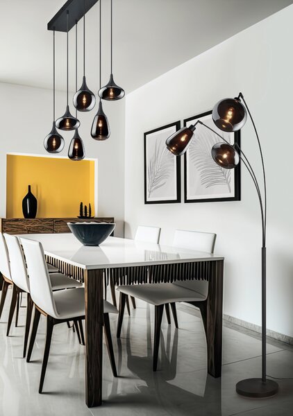 Stojací lampa LUMINA černý kov/sklo