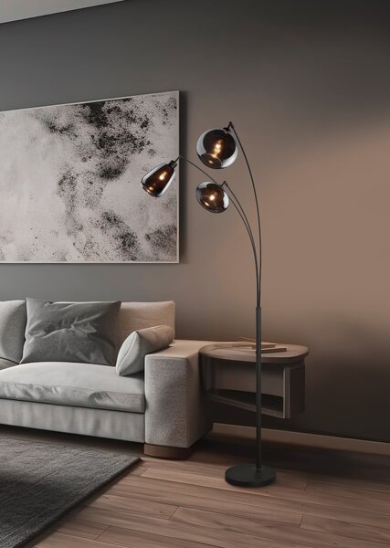 Stojací lampa LUMINA černý kov/sklo