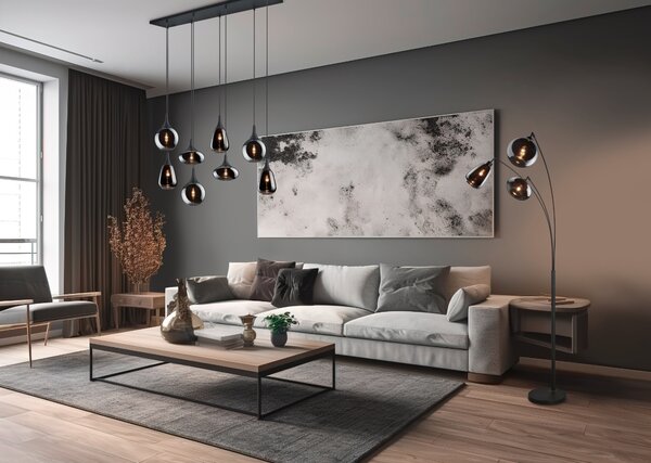 Stojací lampa LUMINA černý kov/sklo