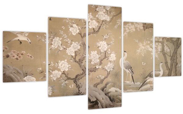 Obraz - Kreslená japonská krajina (125x70 cm)