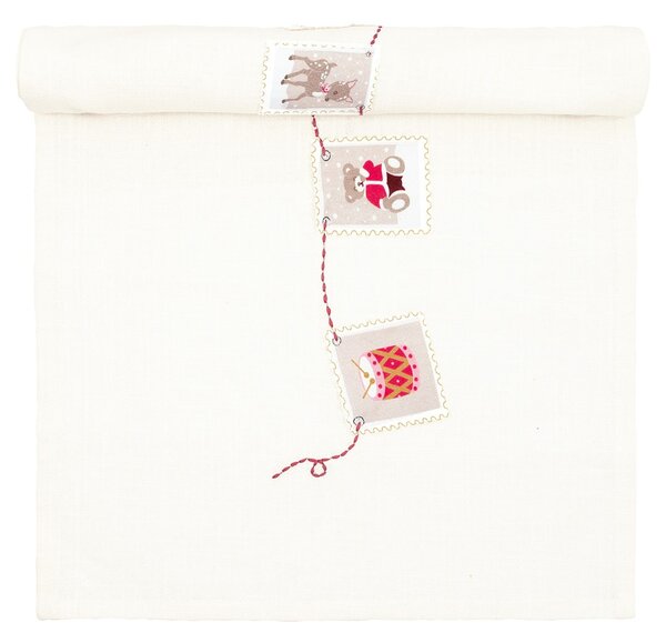 Vyšívaný bavlněný běhoun Xmas Letter White