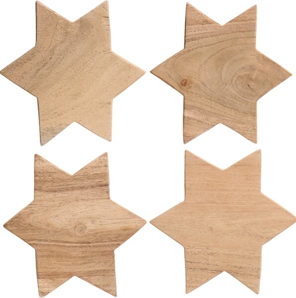 Dřevěný podtácek Star Acacia – set 4 ks