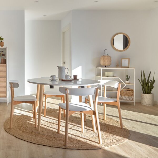 Bílý lakovaný rozkládací jídelní stůl Kave Home Oqui 120/200 x 120 cm