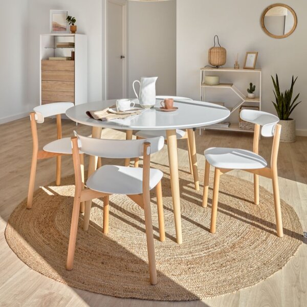 Bílý lakovaný rozkládací jídelní stůl Kave Home Oqui 120/200 x 120 cm