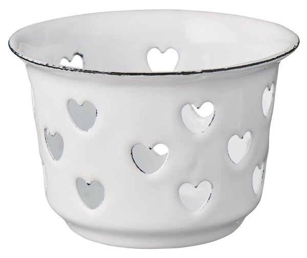 Smaltovaný svícínek Hearts White