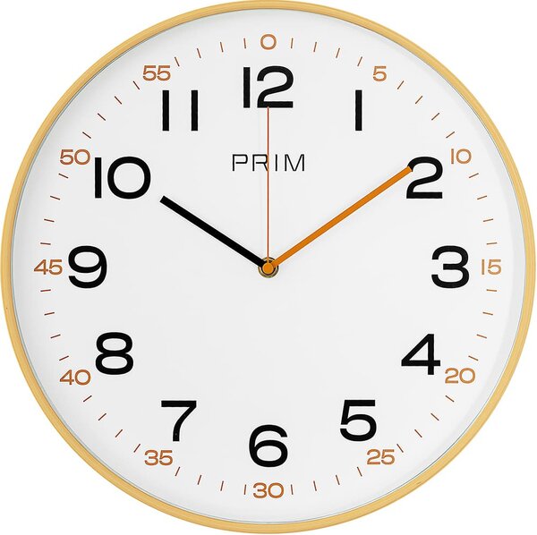 PRIM Rádiem řízené nástěnné plastové hodiny PRIM PRIM Radio Sandy - světle hnědé E01P.4589.51