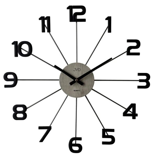 JVD Designové kovové černé paprskovité hodiny JVD HT118.2 ( )