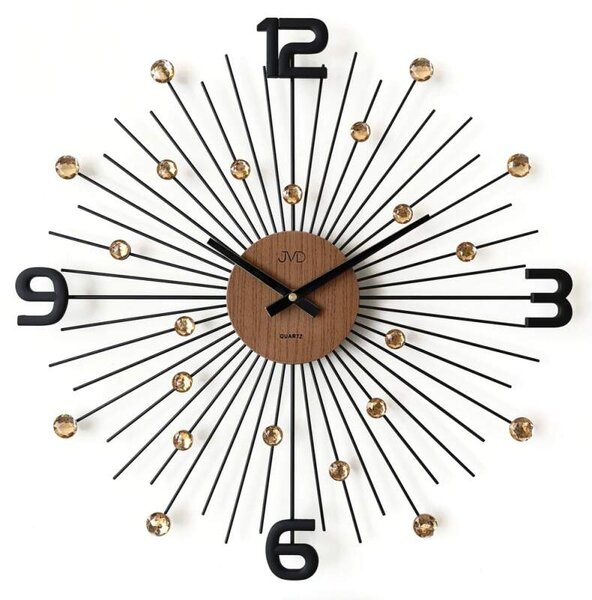 JVD Designové kovové černo-hnědé paprskovité hodiny JVD HT117.1 ( )
