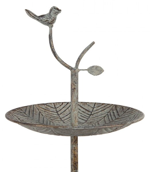 Kovový dvoupatrový stojan / etažér s ozdobou ve tvaru ptáčka Pimpelmees – 26x48 cm