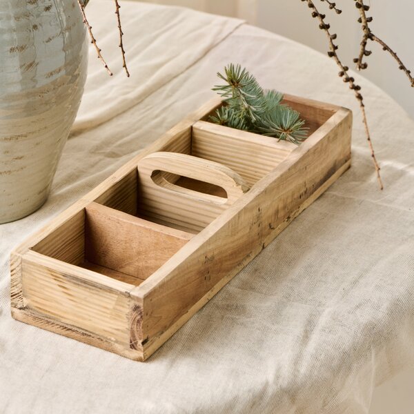 Dřevěný box s uchem Unique 46 cm – 4 přihrádky