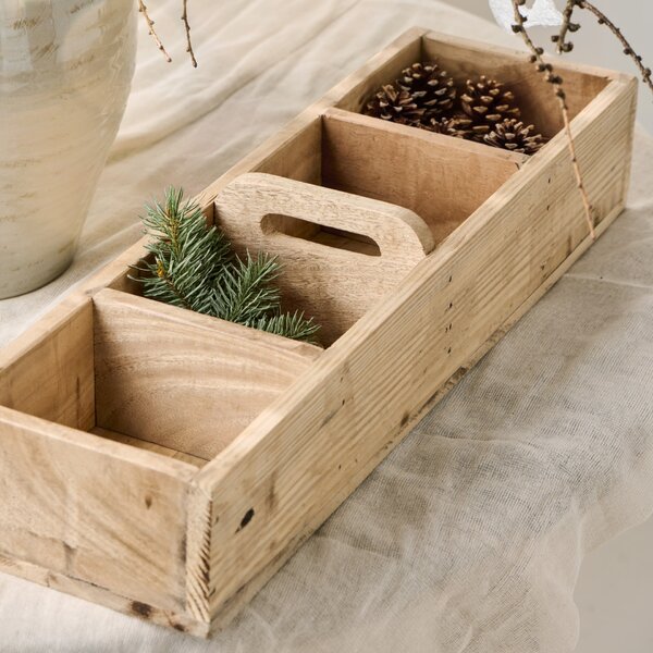 Dřevěný box s uchem Unique 60 cm – 4 přihrádky